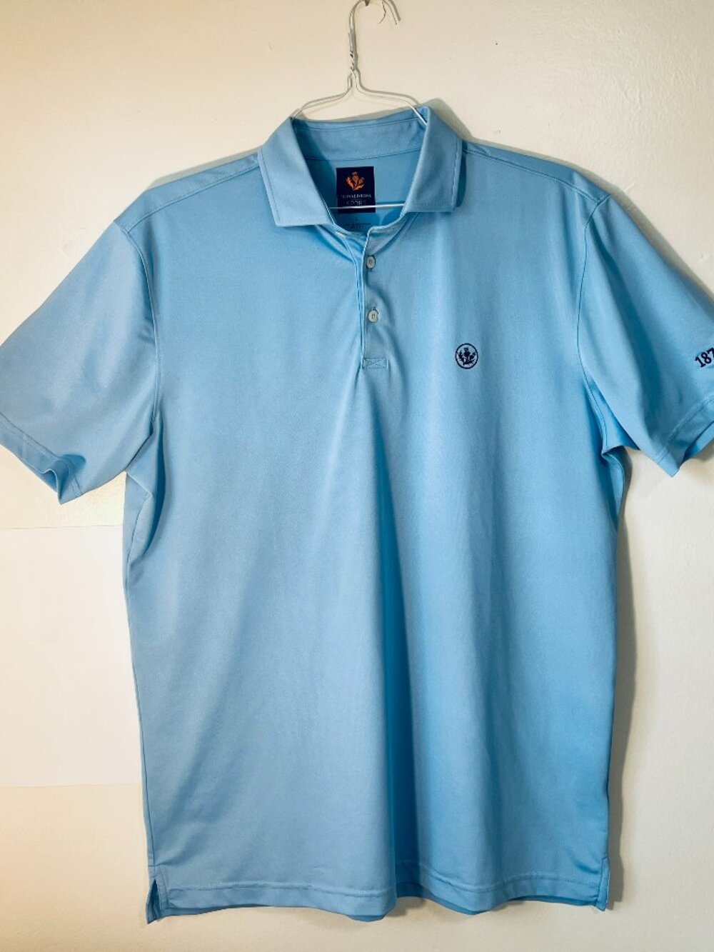 Donald Ross "1872 Club" Size "L" Polyester Blend Golf Polo Shirt -Light Blue